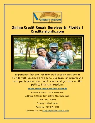 Clean Your Credit Report Online In Florida | Creditvisionllc.com