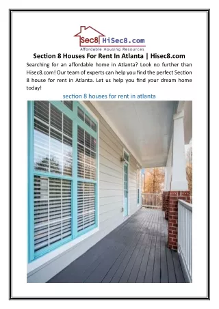 Section 8 Houses For Rent In Atlanta  Hisec8