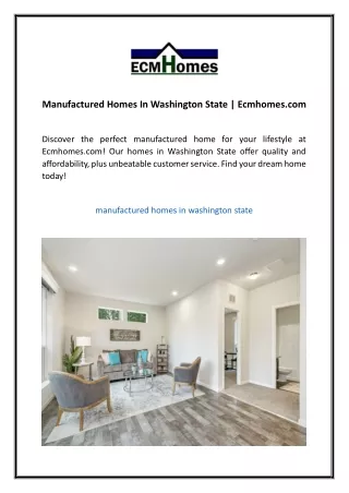 Manufactured Homes In Washington State  Ecmhomes.com 01