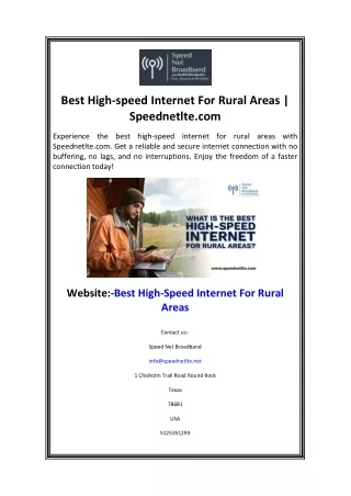 Best High-speed Internet For Rural Areas  Speednetlte.com
