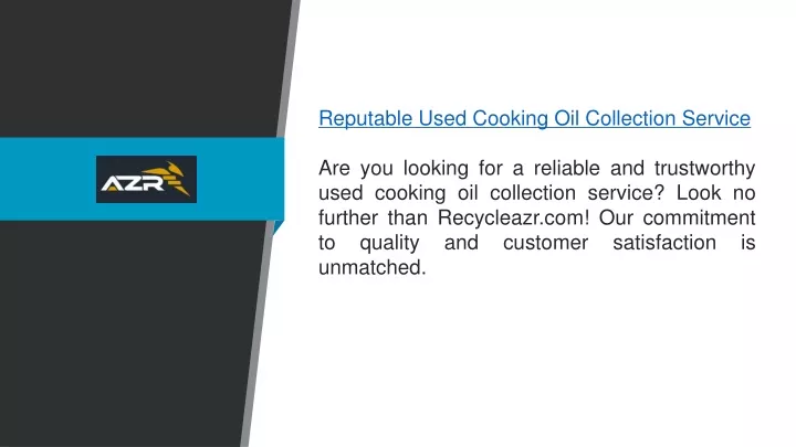 reputable used cooking oil collection service