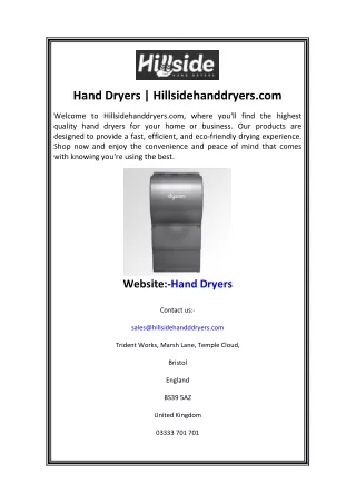 Hand Dryers  Hillsidehanddryers.com