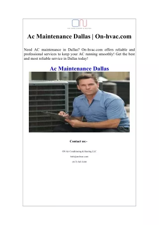 Ac Maintenance Dallas  On-hvac.com