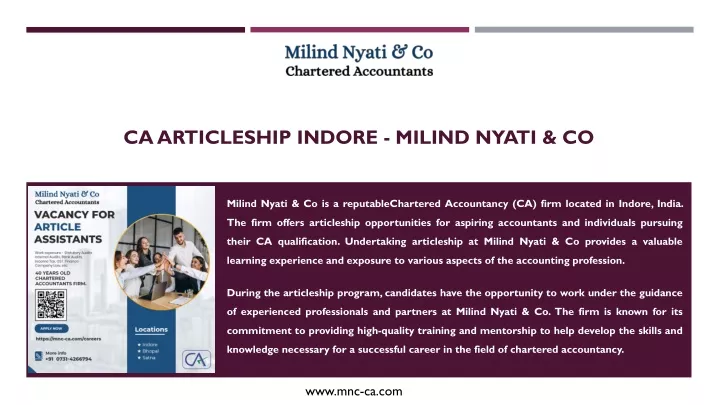 ca articleship indore milind nyati co