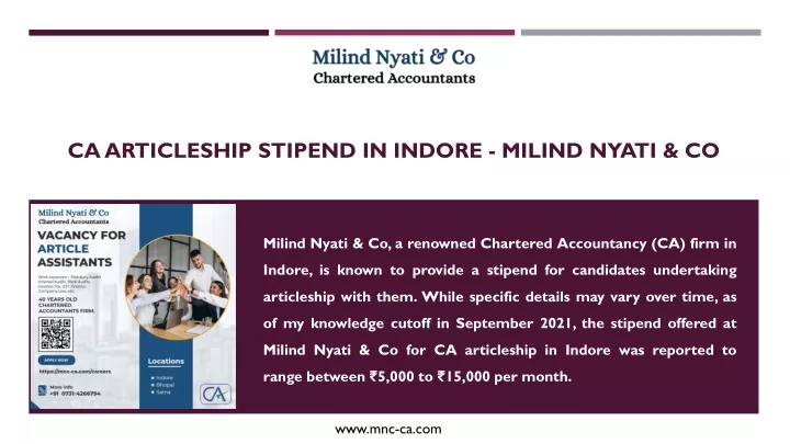 ca articleship stipend in indore milind nyati co