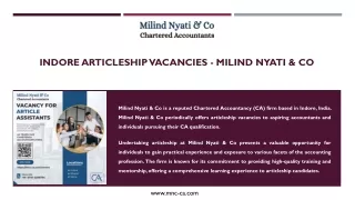 Indore Articleship Vacancies - Milind Nyati & Co