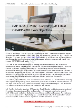 SAP C-SACP-2302 Trustworthy Pdf, Latest C-SACP-2302 Exam Objectives