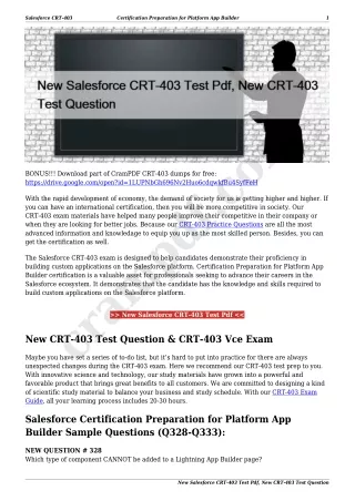 New Salesforce CRT-403 Test Pdf, New CRT-403 Test Question