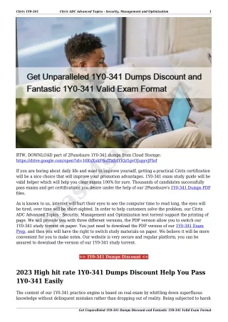 Get Unparalleled 1Y0-341 Dumps Discount and Fantastic 1Y0-341 Valid Exam Format