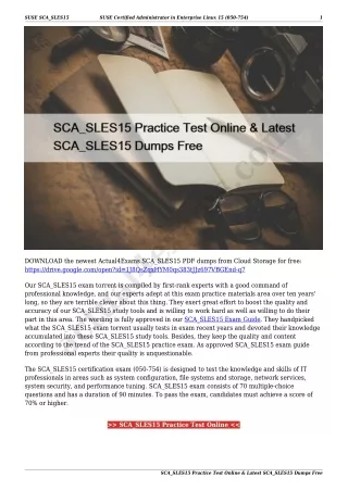 SCA_SLES15 Practice Test Online & Latest SCA_SLES15 Dumps Free