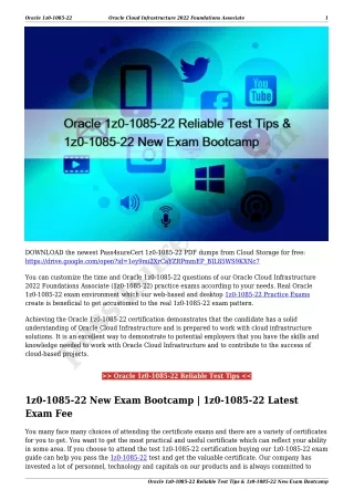 Oracle 1z0-1085-22 Reliable Test Tips & 1z0-1085-22 New Exam Bootcamp