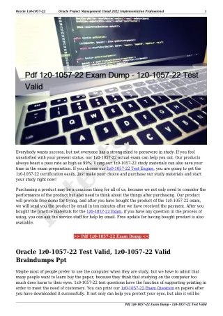 Pdf 1z0-1057-22 Exam Dump - 1z0-1057-22 Test Valid
