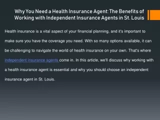 Independent Insurance Agent | Health Insurance St Charles | Health Insurance MO