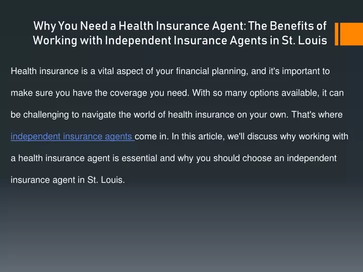 why you need a health insurance agent