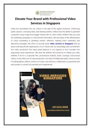Elevate Your Brand with Professional Video Services in Singapore