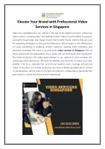 Elevate Your Brand with Professional Video Services in Singapore - slide 1