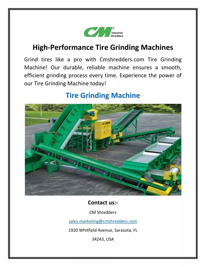 high performance tire grinding machines