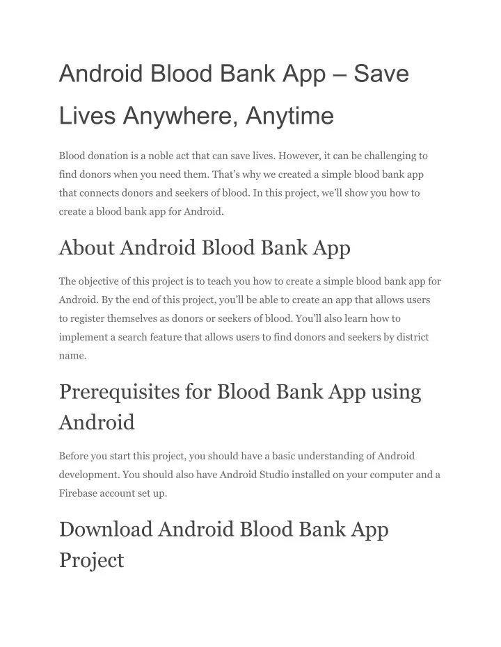 android blood bank app save