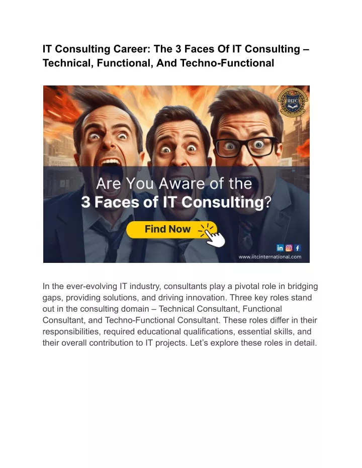 it consulting career the 3 faces of it consulting