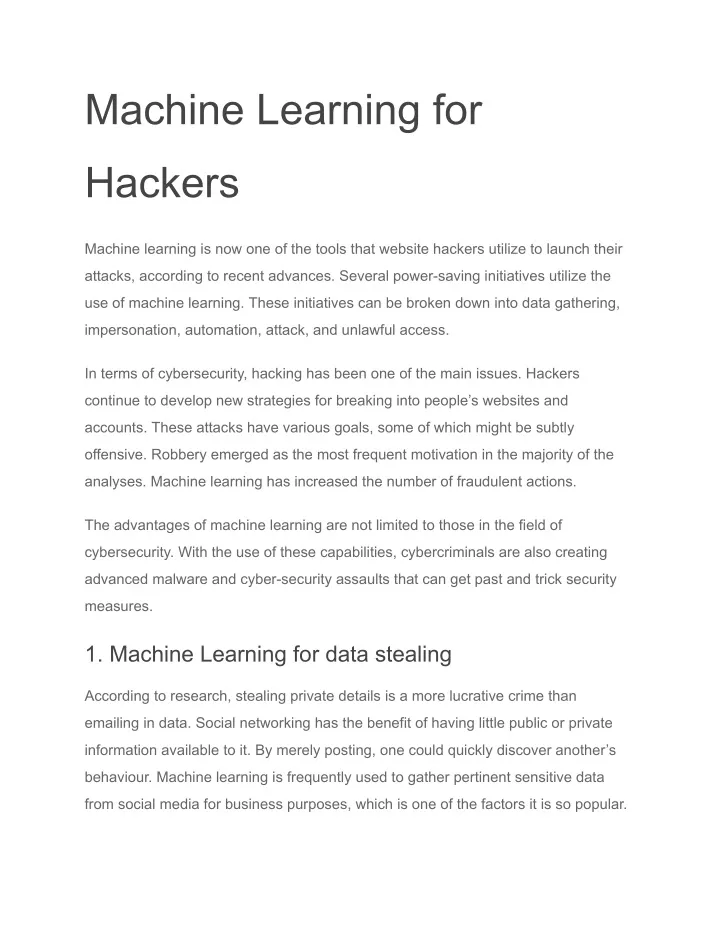 machine learning for