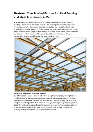NextRuss Your Trusted Partner for Steel Framing and Steel Truss Needs in Perth