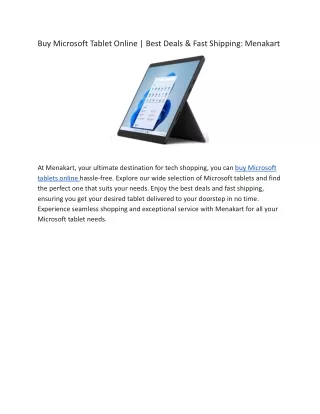 Buy Microsoft Tablet Online _ Best Deals & Fast Shipping_ Menakart