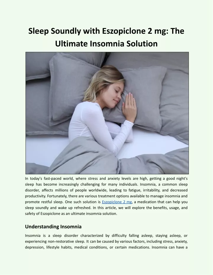 sleep soundly with eszopiclone 2 mg the ultimate