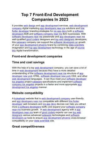 top 7 front end development companies in 2023