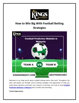 How to Win Big With Football Betting Strategies