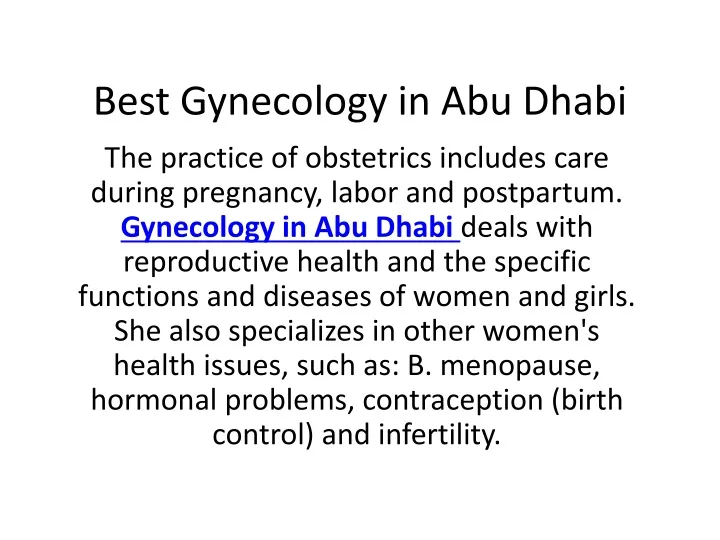 best gynecology in abu dhabi