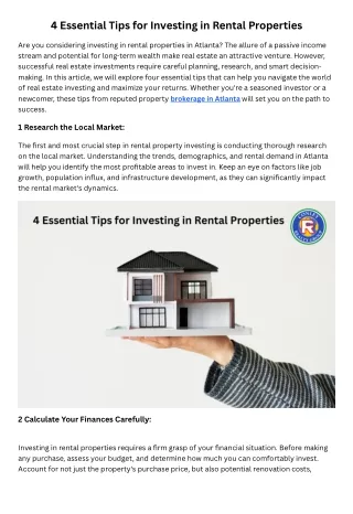 4 Essential Tips for Investing in Rental Properties