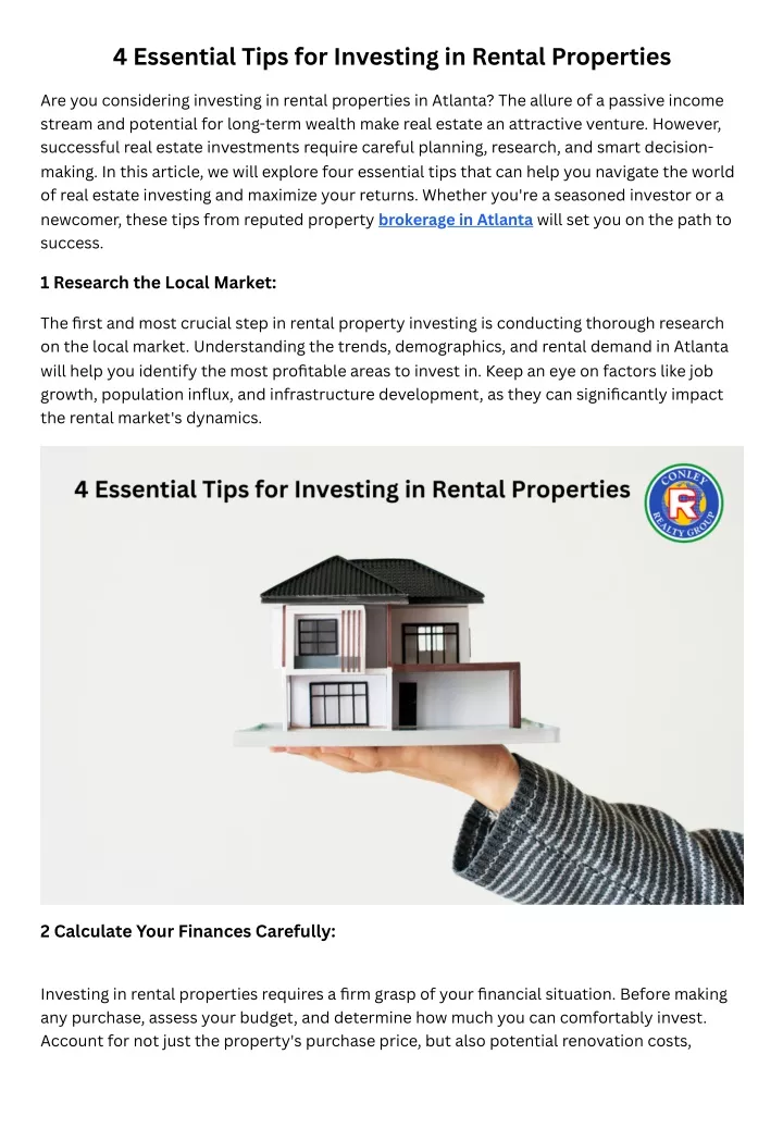 4 essential tips for investing in rental