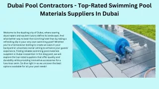 Dubai Pool Contractors - Top-Rated Swimming Pool Materials Suppliers In Dubai