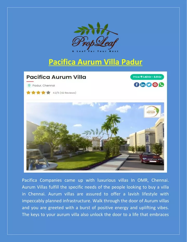 pacifica aurum villa padur