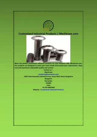 customised industrial products mechtrace com