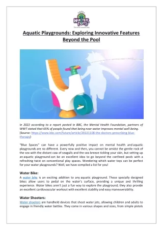 aquatic playgrounds exploring innovative features