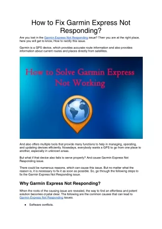 How to Fix Garmin Express Not Responding