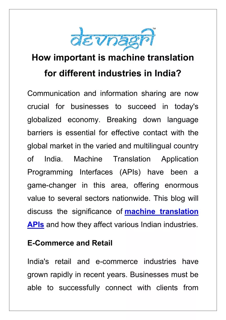 how important is machine translation