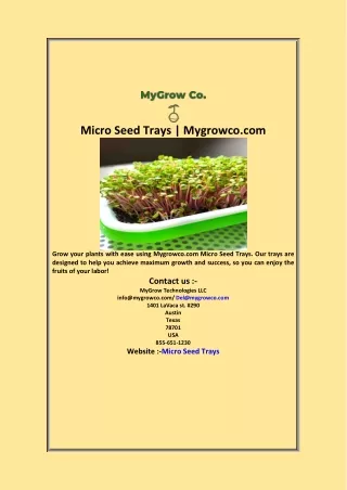 Micro Seed Trays  Mygrowco com