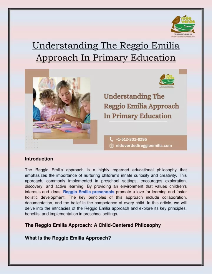 understanding the reggio emilia approach