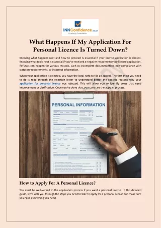 What Happens If My Application For Personal Licence Is Turned Down