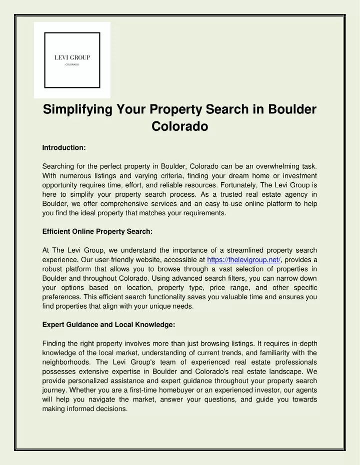 simplifying your property search in boulder