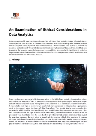 An Examination of Ethical Considerations in Data Analytics