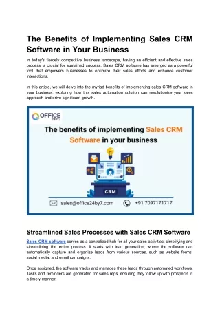 The Benefits of Implementing Sales CRM Software in Your Business