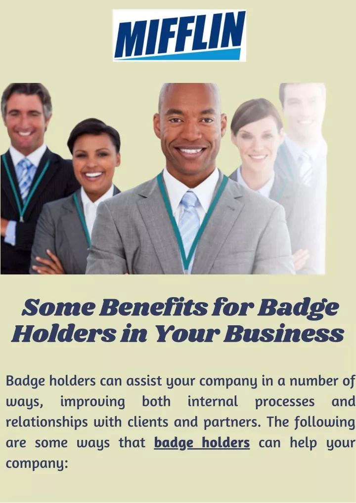 some benefits for badge holders in your business