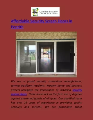 Affordable Security Screen Doors in Penrith