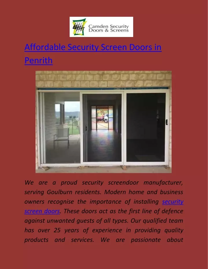 affordable security screen doors in penrith