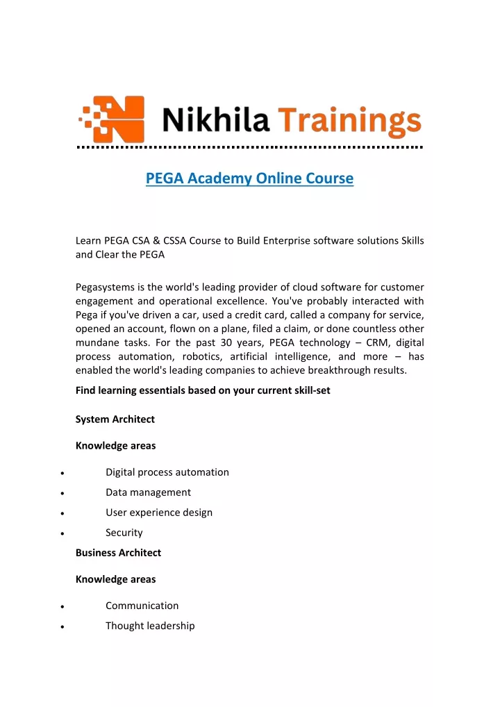 pega academy online course