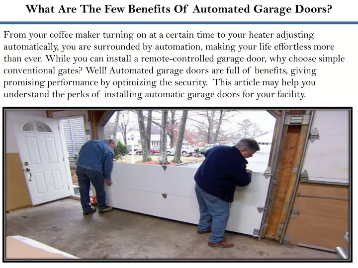 what are the few benefits of automated garage