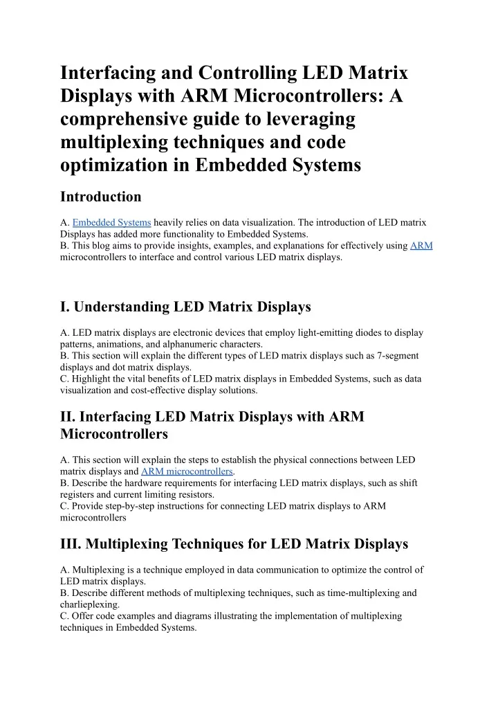 interfacing and controlling led matrix displays